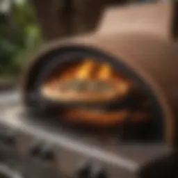 A beautifully crafted pizza oven attachment on a grill