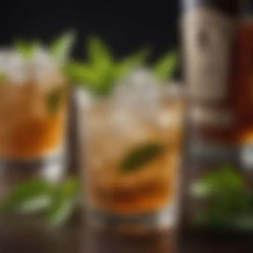 A refreshing mint julep cocktail garnished with fresh mint leaves.