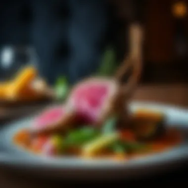 Gourmet Venison Presentation A beautifully plated venison dish showcasing gourmet preparation