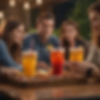 A cozy social setting with friends enjoying sonic drinks, reflecting contemporary lifestyle trends