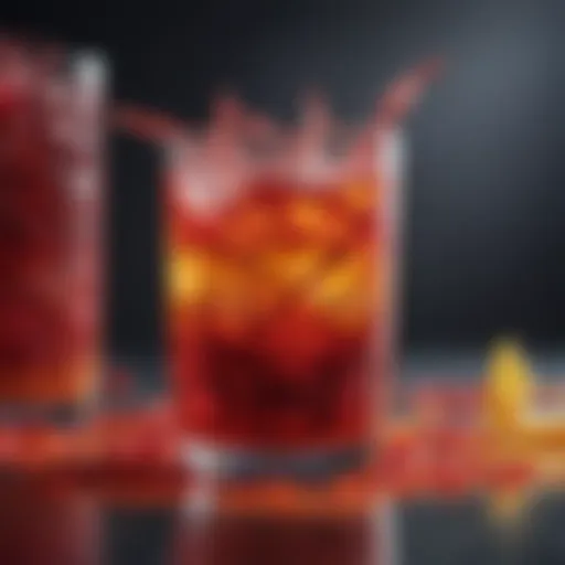 A vibrant sonic drink with Red Bull, showcasing its colorful layers and effervescence