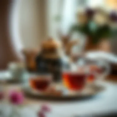 An elegant tea set arranged for a Darjeeling tea tasting session