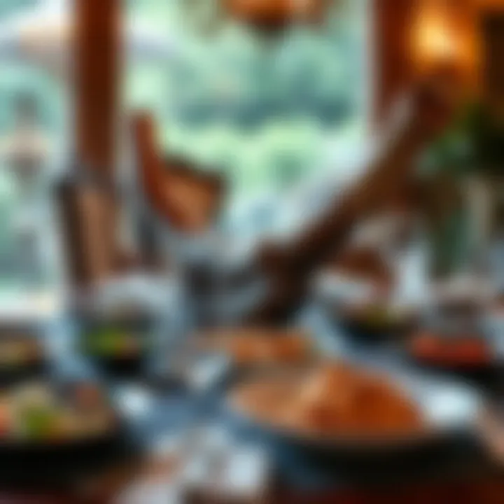 Elegant Dining with Tomahawk Bone An elegant dining setup featuring tomahawk bone with complementary side dishes