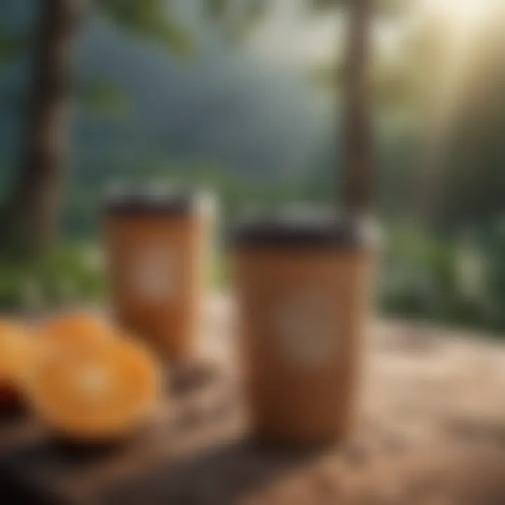 Coffee tumbler in a natural setting emphasizing sustainability