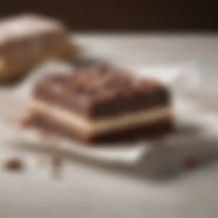 Close-up of a traditional Klondike Bar, highlighting its chocolate coating and creamy interior