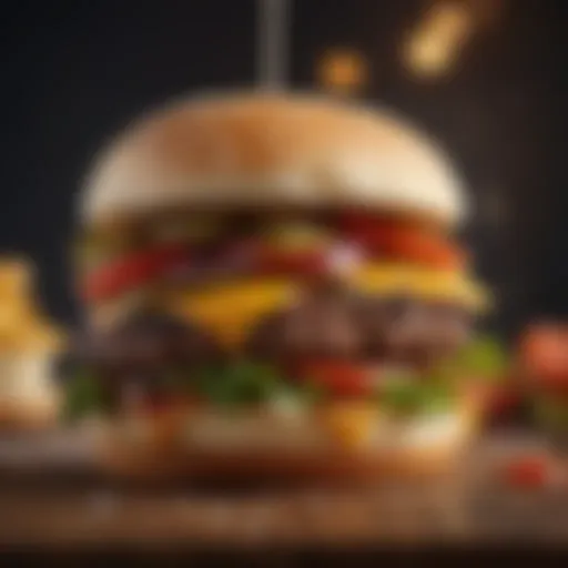 A gourmet burger topped with fresh ingredients