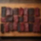 A selection of gourmet beef jerky varieties on a wooden platter