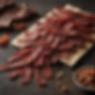 Nutritional Insights of Beef Jerky Nutritional information displayed beside homemade beef jerky
