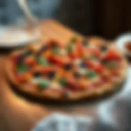 A large pizza adorned with a variety of toppings showcasing culinary diversity