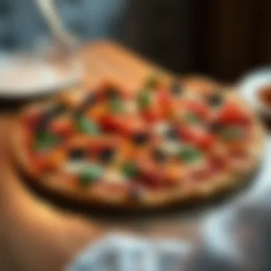 A large pizza adorned with a variety of toppings showcasing culinary diversity