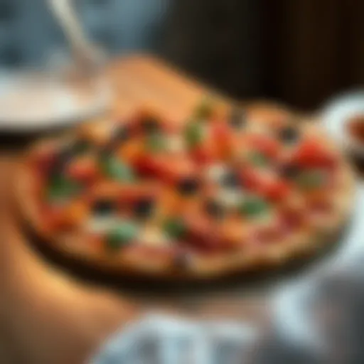 A large pizza adorned with a variety of toppings showcasing culinary diversity