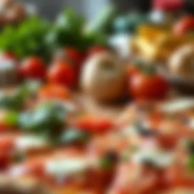 Fresh ingredients laid out for creating a large pizza, illustrating quality and choice