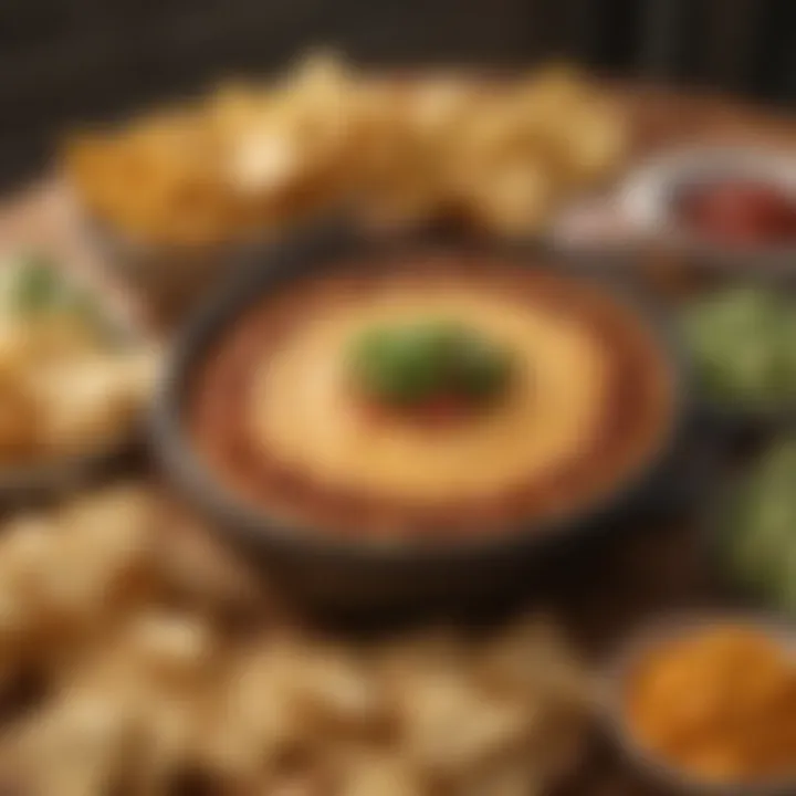 An elegant table setup showcasing Tostitos Zesty Bean and Cheese Dip at a gathering.