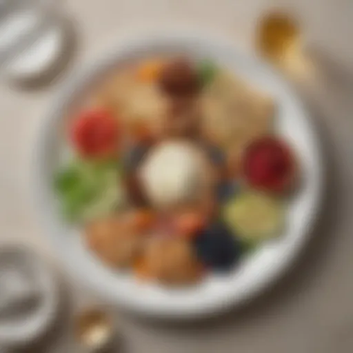 A beautifully arranged Seder plate featuring traditional Passover foods.