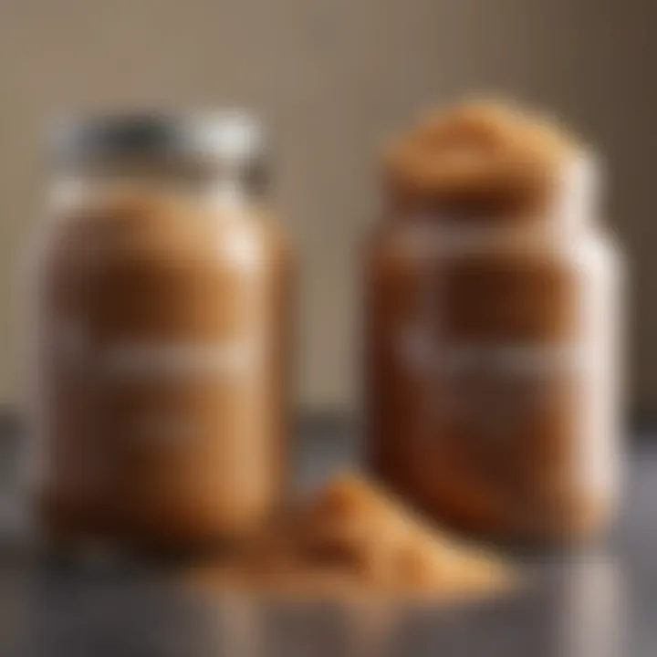 Comparison of turbinado sugar and brown sugar in jars
