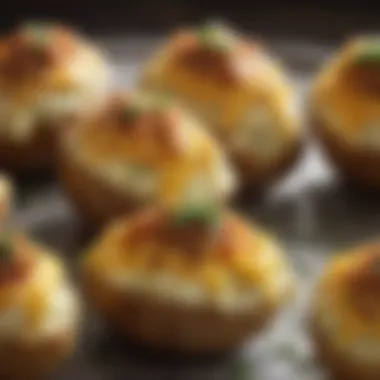 A close-up of the creamy filling of a twice baked potato, highlighting texture and flavor