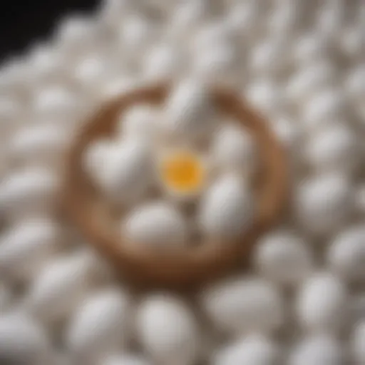 Creative display of decorated white plastic eggs