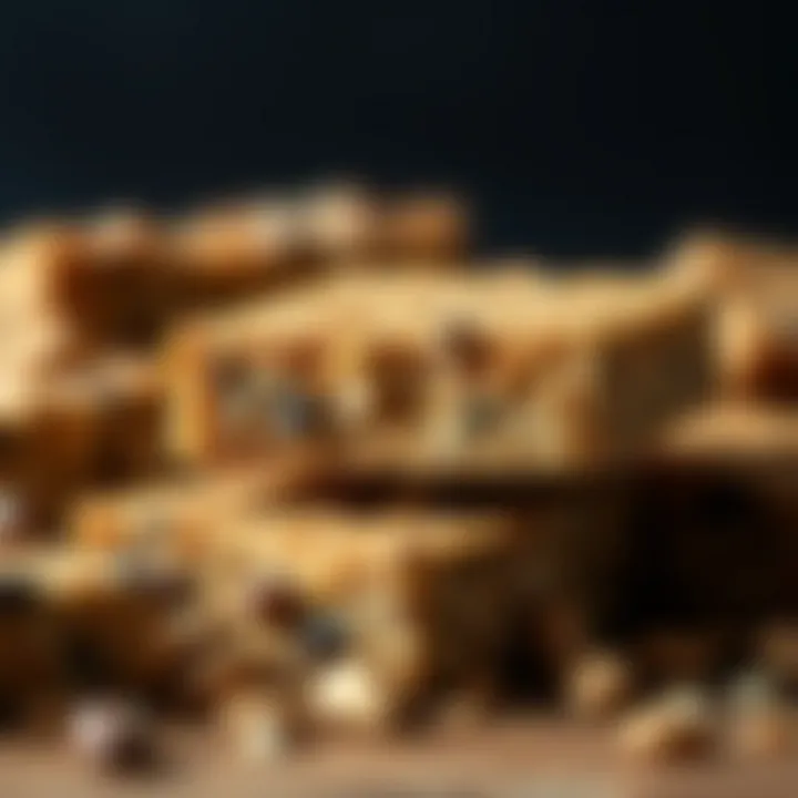 A close-up of assorted wheat-free bars showcasing their texture and ingredients
