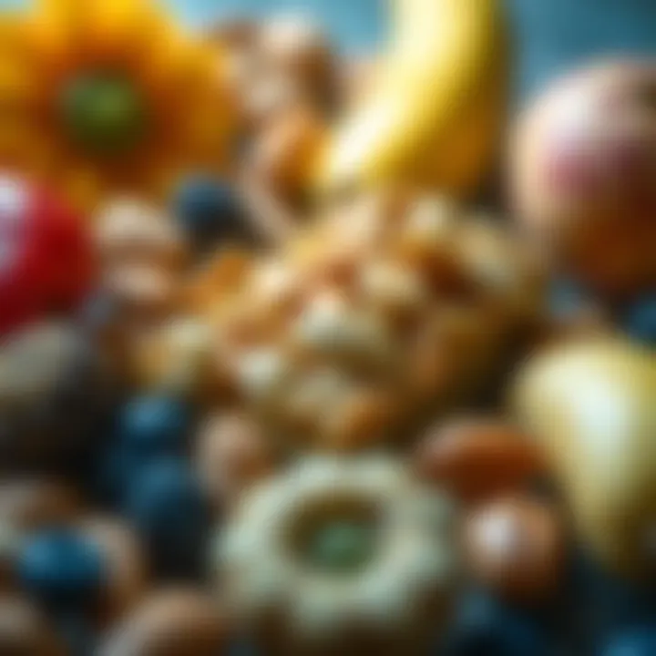 A variety of fresh fruits and nuts used in making nutritious wheat-free bars
