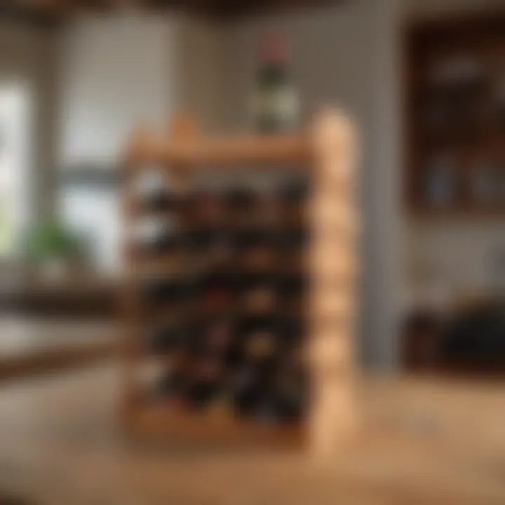 Personalized wooden wine rack in a cozy setting