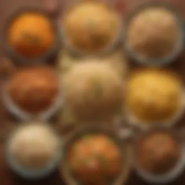 An array of ingredients commonly used in Yang Chow fried rice, showcasing its diversity