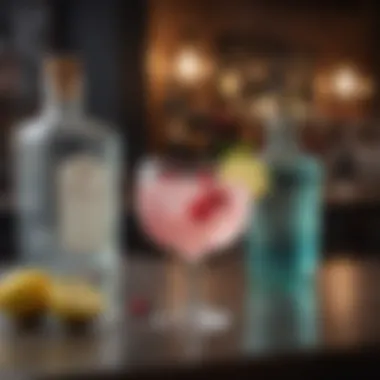 Contemporary Gin Mixology Experience A modern bar setup showcasing colorful gin cocktails