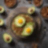 Healthy breakfast spread featuring avocados and nuts