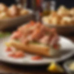 A beautifully arranged lobster roll with fresh ingredients