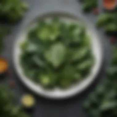 A plate of leafy greens, emphasizing their importance in a balanced diet.