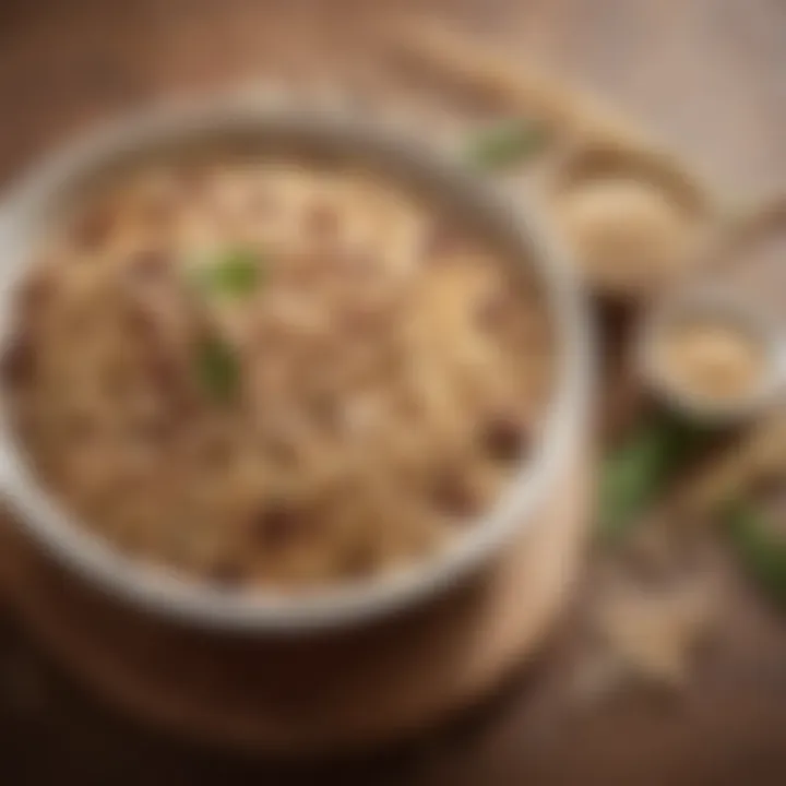 Close-up of a bowl filled with high-fiber foods like beans and oats