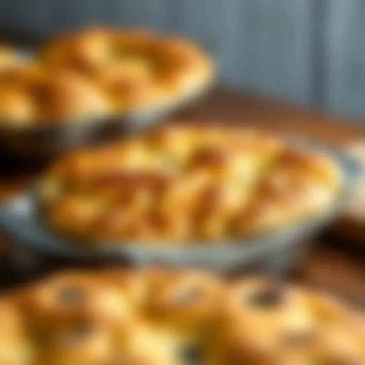 A freshly baked focaccia with a golden crust resting in a pan