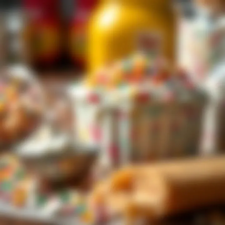 A close-up view of the ingredients used to create Funfetti Ice Cream Cake.