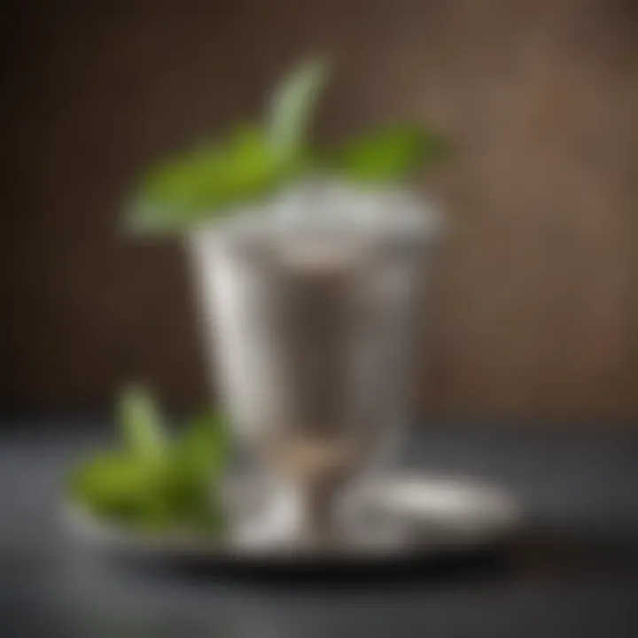 Elegant mint julep served in a silver cup with fresh mint leaves