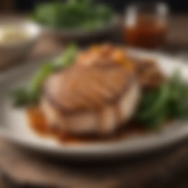 Garnished ranch pork chops ready to serve