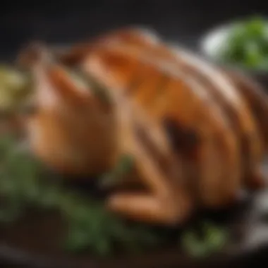 Herb-Infused Grilled Whole Chicken A beautifully grilled whole chicken with a golden-brown skin and herbs