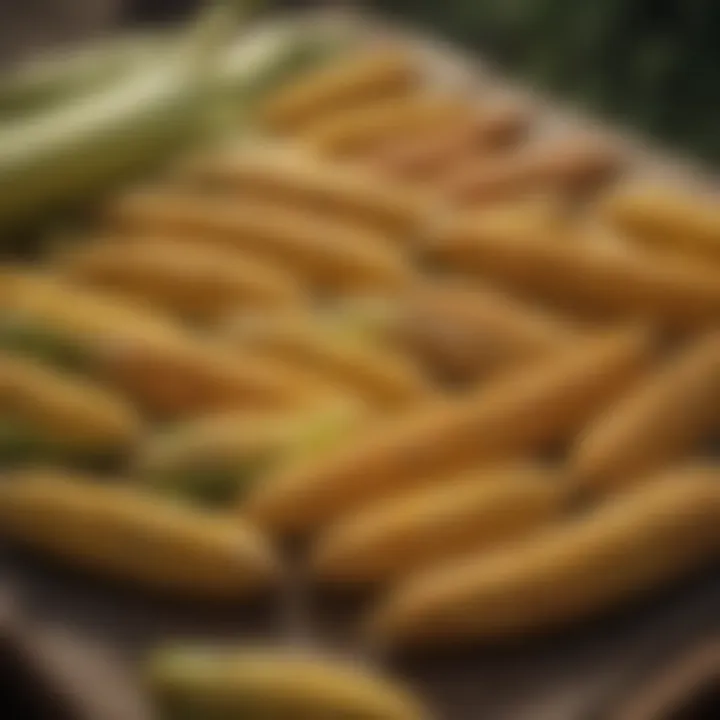 Selection of different corn varieties displayed outdoors