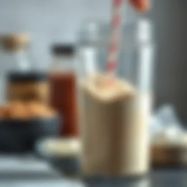 Protein powder being blended in a shaker bottle