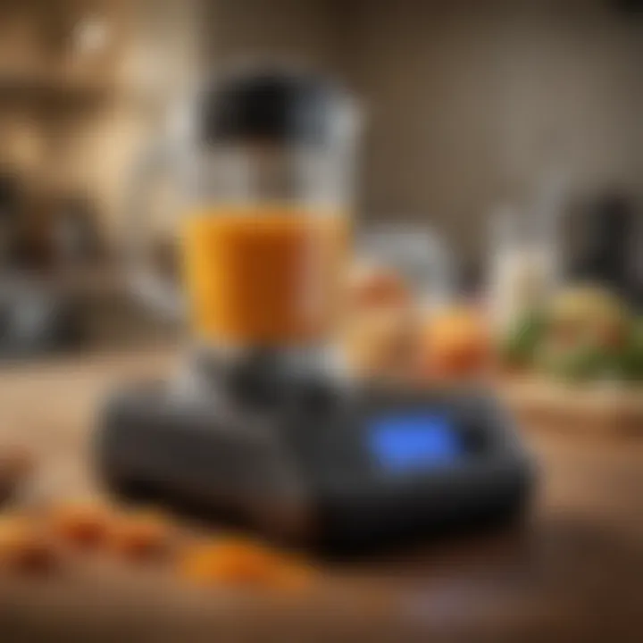 Close-up of blender controls and settings