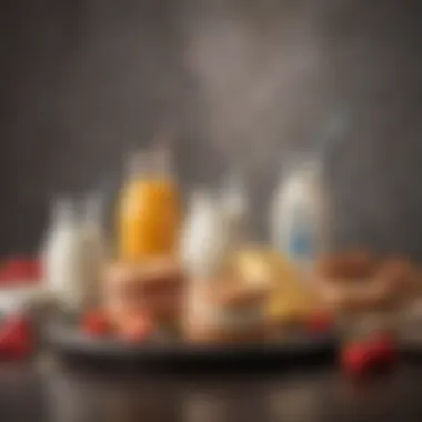 Dairy Delicacies for Breakfast A selection of dairy products arranged artfully, emphasizing their protein richness.