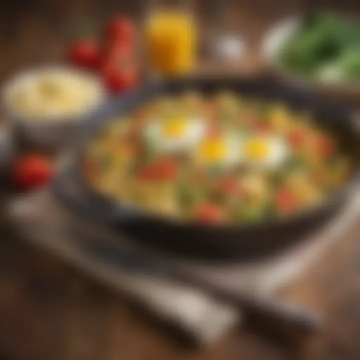 A delicious egg and vegetable scramble in a skillet