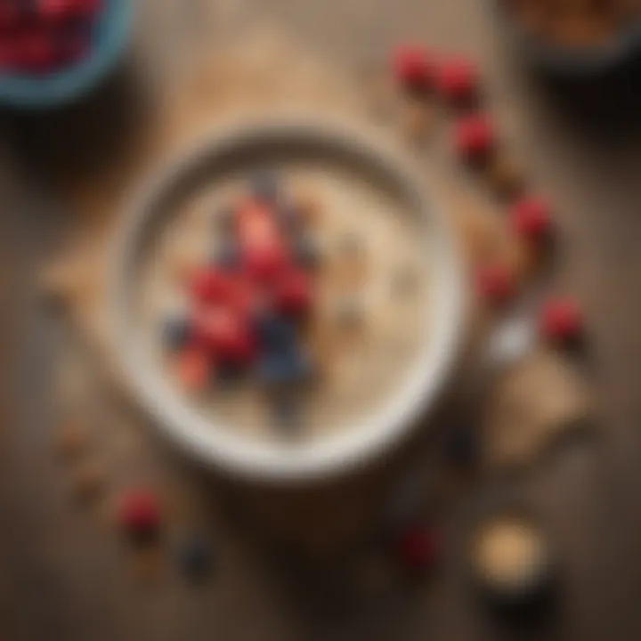 A vibrant bowl of oatmeal topped with fresh berries and nuts