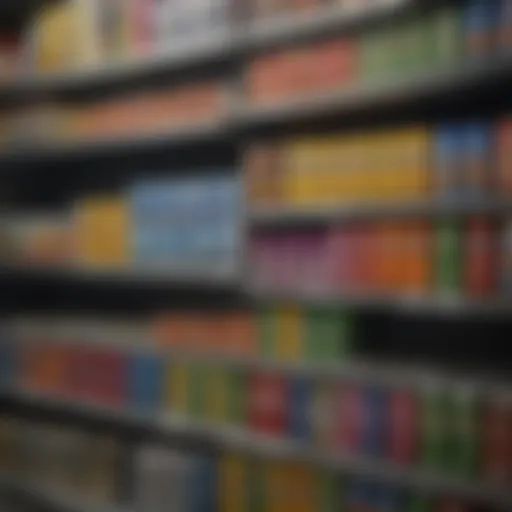 Selection of healthy energy drinks on a gas station shelf