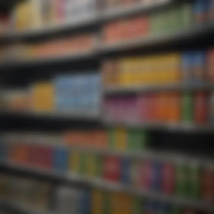 Selection of healthy energy drinks on a gas station shelf