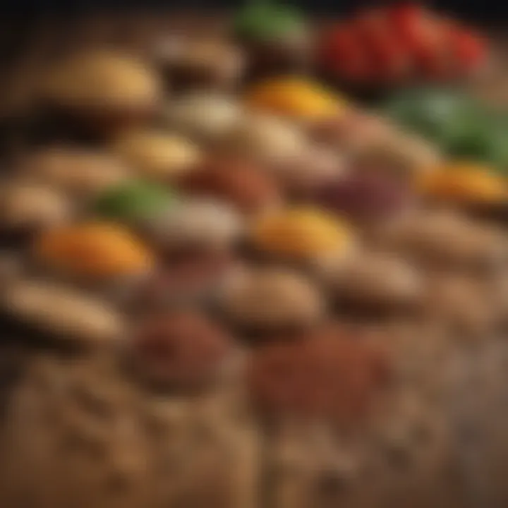 An array of whole grains and legumes on a wooden table