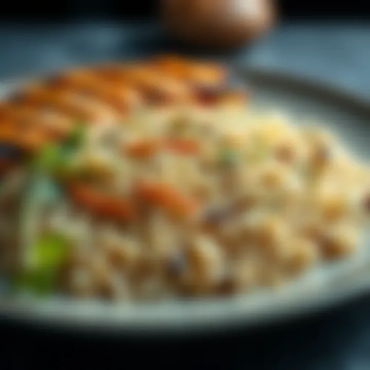 Plate of brown rice with herbs and spices