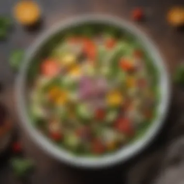 Vibrant Fresh Vegetable Salad Fresh vegetable salad with a vibrant mix of greens and colorful toppings