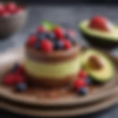 Decadent dark chocolate avocado mousse topped with berries