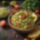 Vibrant spread of fresh guacamole with diced tomatoes and cilantro