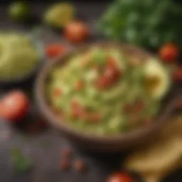 Vibrant spread of fresh guacamole with diced tomatoes and cilantro