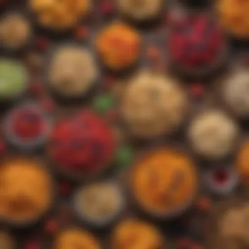 A spread of colorful, nutritious snacks on a wooden table
